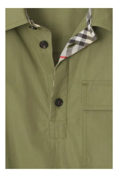 Burberry Belted Cotton Shirt Dress In Green