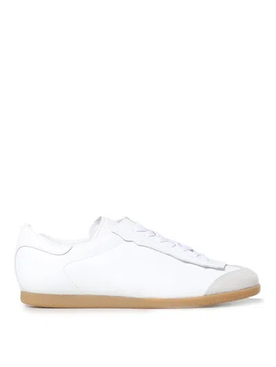 Maison Margiela White Featherlight Sneakers In Calfskin And Suede