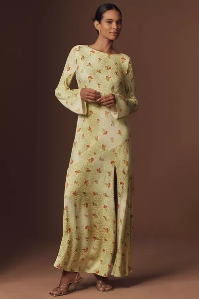Bhldn Dani Long-sleeve Open-back Fit & Flare Maxi Dress