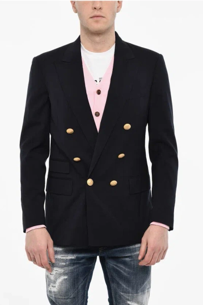 Dsquared2 Flap Pockets Double Breasted Blazer With Golden Effect Butto