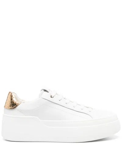 Ferragamo Leather Panelled Platform Sneakers With Rubber Sole In White