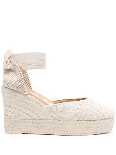 Manebi 110mm Ankle-strap Wedge Espadrilles In White