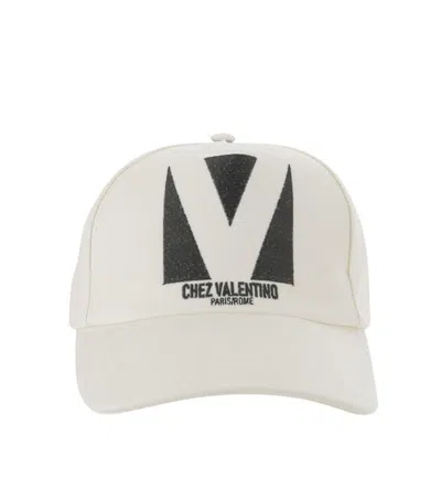 Valentino Garavani Ivory Cotton Baseball Cap In Neutral