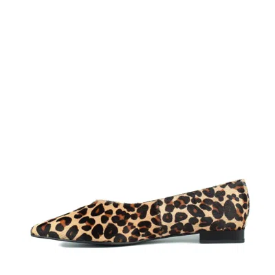 Angel Alarcon Leather Ballerina With Flat Heel And Leopard Print Decoration