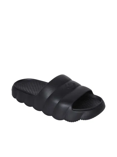 Moncler Lilo Slide Sandals With Embossed Logo In Black