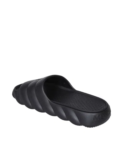 Moncler Lilo Slide Sandals With Embossed Logo In Black