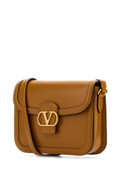 Valentino Garavani Orange Leather 9to5 Shoulder Bag In Brown