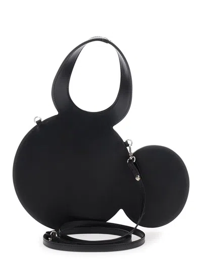 Disney X Coperni 'mickey' Black Crossbody Bag With Adjustable And Removable Shoulder Strap And Logo Lettering On The 