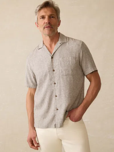 Faherty Short-sleeve Breeze Camp Shirt In Gray