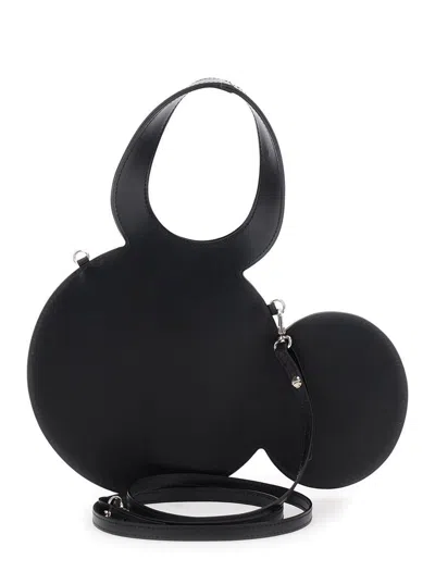 Disney X Coperni 'mickey' Black Crossbody Bag With Adjustable And Removable Shoulder Strap And Logo Lettering On The 