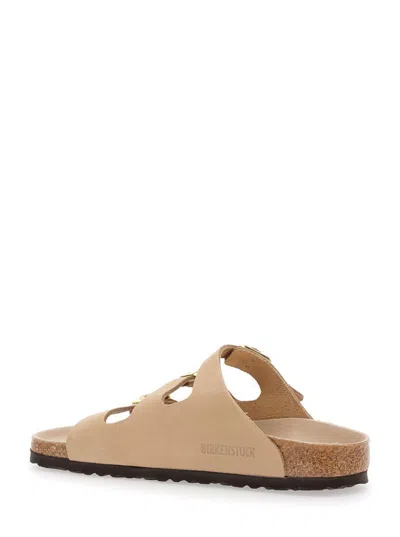 Birkenstock Beige Leather Florida Slippers