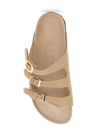Birkenstock Beige Leather Florida Slippers