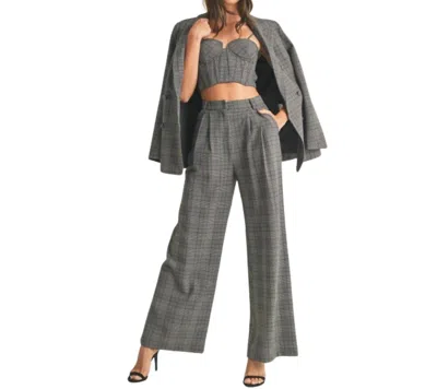 Eb Luxe Plaid Tailored Pants In Grey