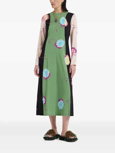 La Doublej Long Sleeve Swing Dress Derby Placee In Brown