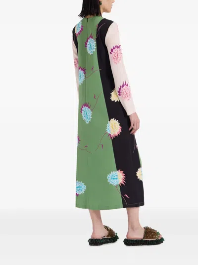 La Doublej Long Sleeve Swing Dress Derby Placee In Brown