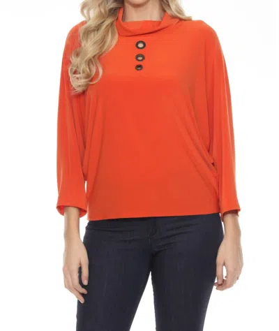 Joseph Ribkoff Cowl Neck Dolman Sleeve Boxy Top In Lava Orange