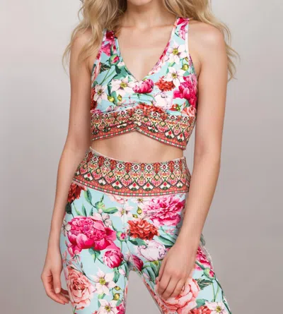 Johnny Was Rose Ruched Sports Bra In Pink Multi