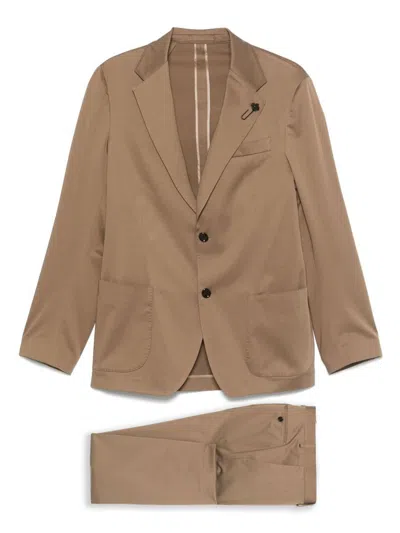 Lardini Camel Brown Cotton Blended Suit