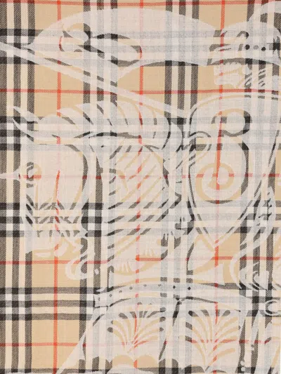 Burberry Rectangular Ekd Check-print Wool Scarf