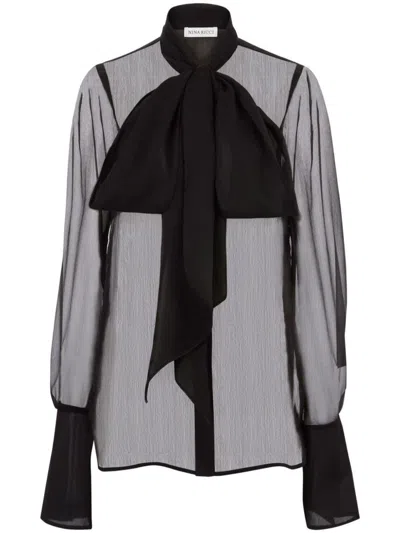 Nina Ricci Sheer Sleeved Top Pussy-bow Detail