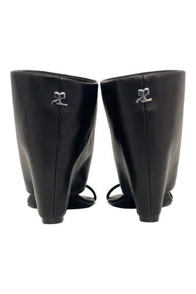 Courrèges Courregès Leather Sandals In Black