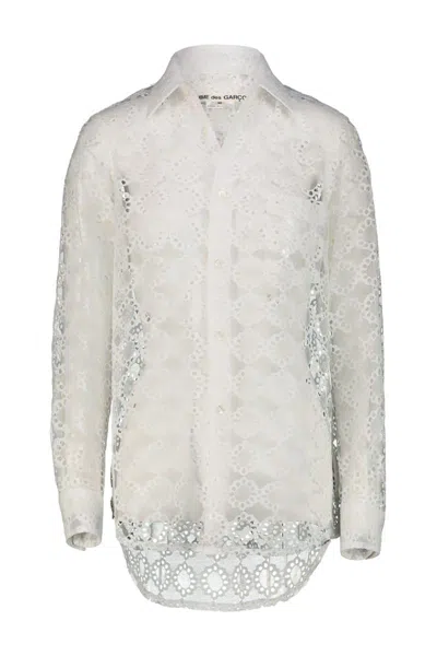 Comme Des Garçons White Lace Shirt Clothing
