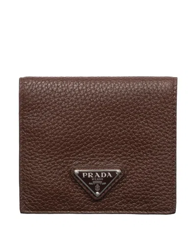 Prada Grained Leather Triangle Wallet