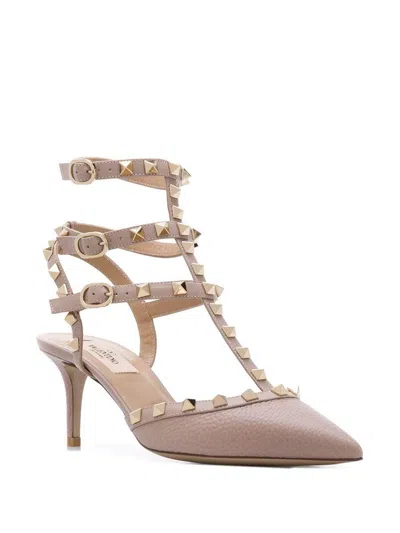Valentino Garavani Rockstud Patent Leather Slingback Pumps In Neutral