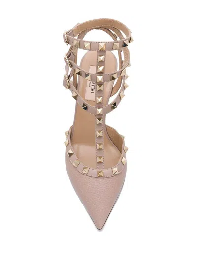 Valentino Garavani Rockstud Patent Leather Slingback Pumps In Neutral