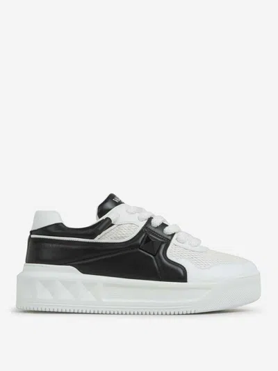 Valentino One Stud Xl Low-top Sneaker In Nappa Leather And Jacquard Toile Iconographe Technical Fabric