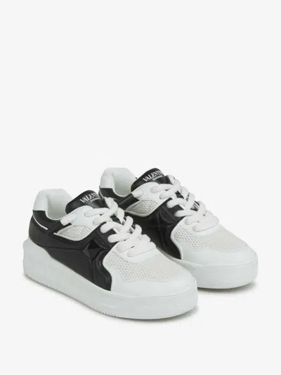 Valentino One Stud Xl Low-top Sneaker In Nappa Leather And Jacquard Toile Iconographe Technical Fabric