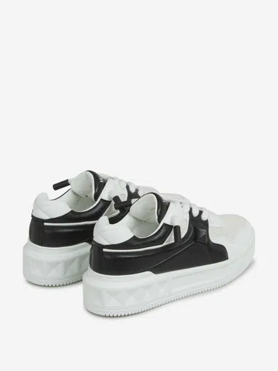 Valentino One Stud Xl Low-top Sneaker In Nappa Leather And Jacquard Toile Iconographe Technical Fabric