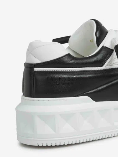 Valentino One Stud Xl Low-top Sneaker In Nappa Leather And Jacquard Toile Iconographe Technical Fabric