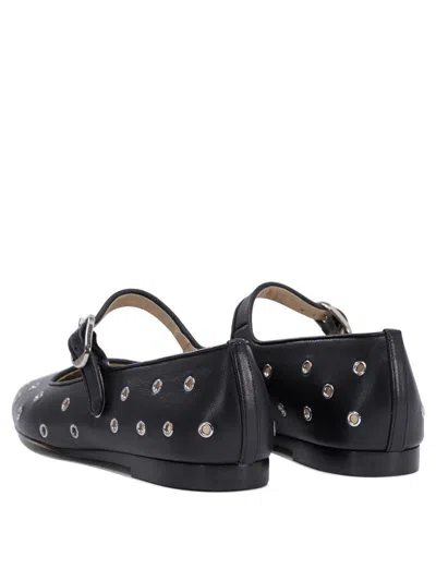 Shop Le Monde Beryl 'mary Jane' Black Ballerinas With Eyelets In Leather Woman