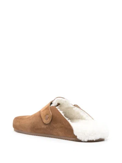 Balenciaga Sunday Mule In Shearling Sandals Beige