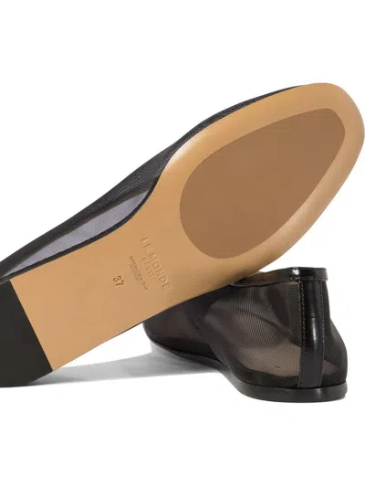 LE MONDE BERYL BLACK BALLERINAS IN FISHNET STYLE IN LEATHER WOMAN 