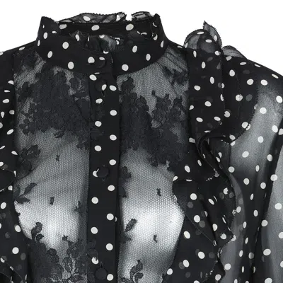 Valentino Garavani Polka Dot Tulle Bib Button-up Shirt