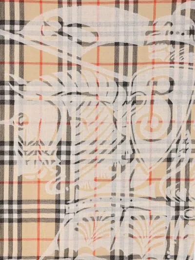 Burberry Rectangular Ekd Check-print Wool Scarf