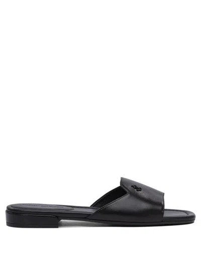 Jimmy Choo Flat Leather Sandals With Square Open Toe