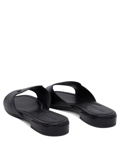 Jimmy Choo Flat Leather Sandals With Square Open Toe