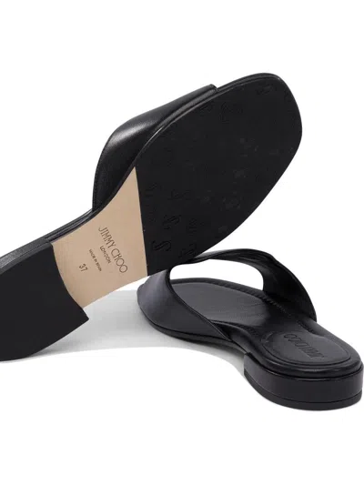 Jimmy Choo Flat Leather Sandals With Square Open Toe