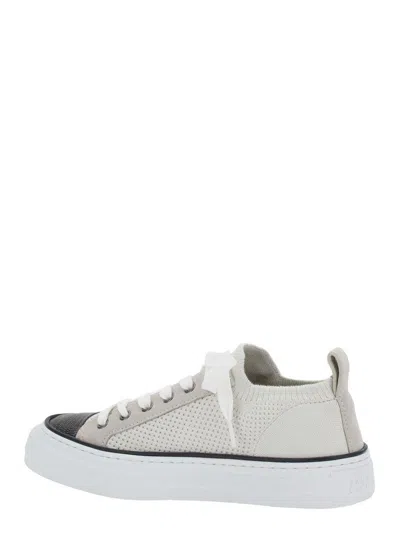 Brunello Cucinelli Mesh Cotton And Suede Sneakers