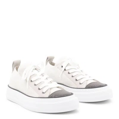 Brunello Cucinelli Mesh Cotton And Suede Sneakers
