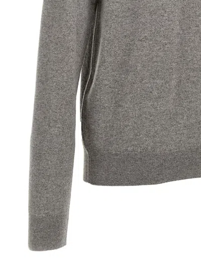 Saint Laurent Grey Crewneck Sweater With Cassandre In Cashmere Man