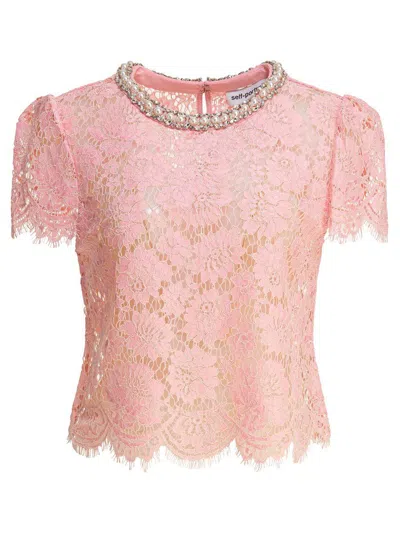 Shop Self-portrait 'pink Lace' Top