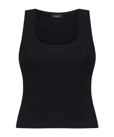 Wardrobe.nyc Stretch Cotton Crop Tank Top In Black