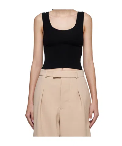 Wardrobe.nyc Stretch Cotton Crop Tank Top In Black