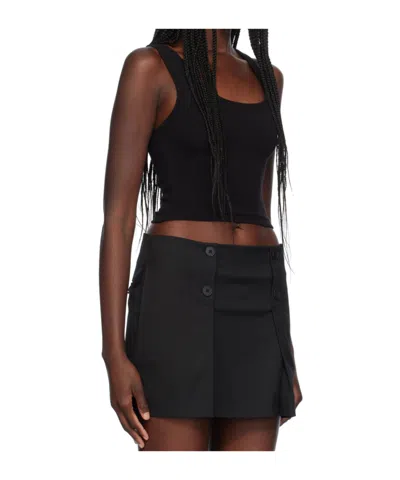 Wardrobe.nyc Stretch Cotton Crop Tank Top In Black