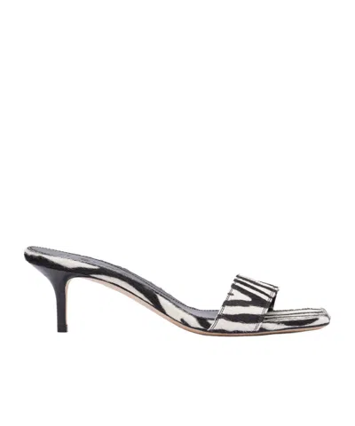 Aeyde Open Toe Kitten Heel Zebra Pattern Sandals