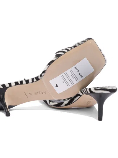 Aeyde Open Toe Kitten Heel Zebra Pattern Sandals